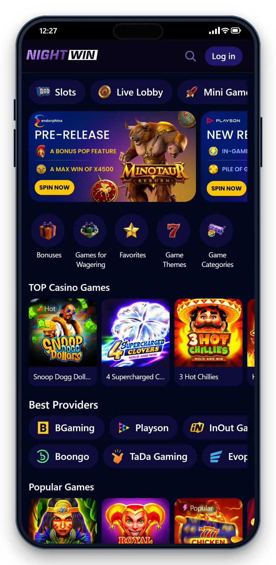 mga casino österreich: NightWin mobil, Lobby
