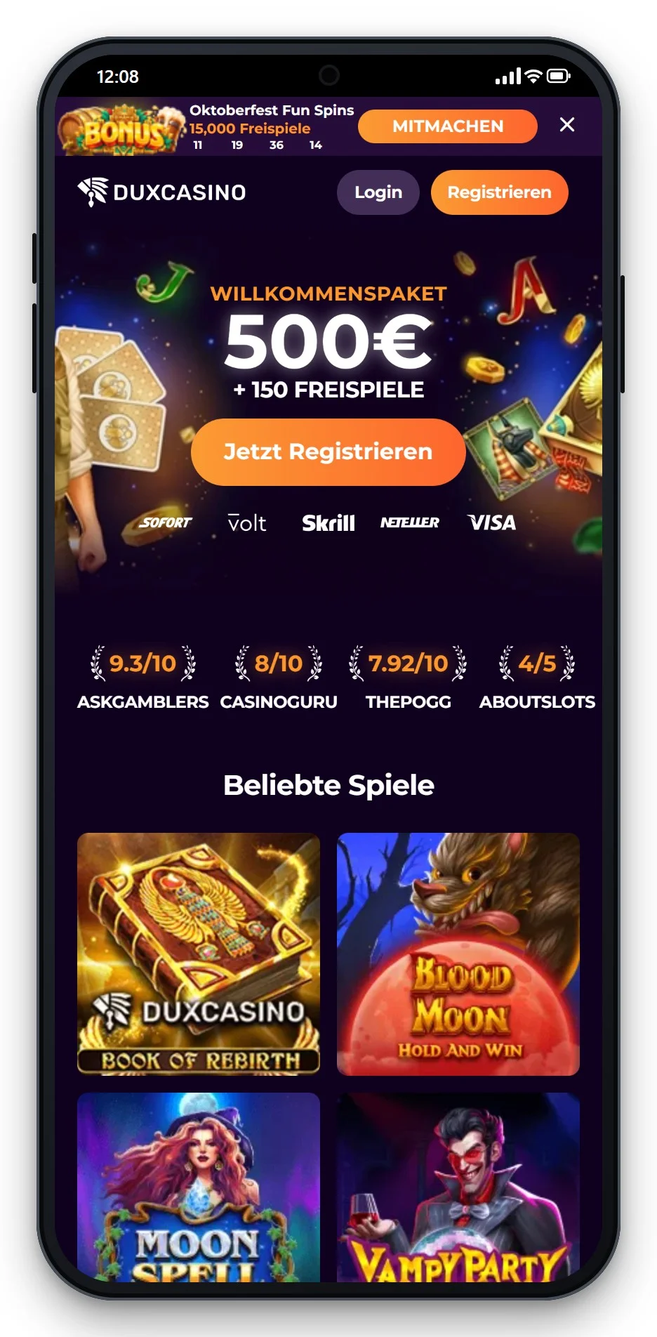mga online casino: Dux Casino mobil, Lobby