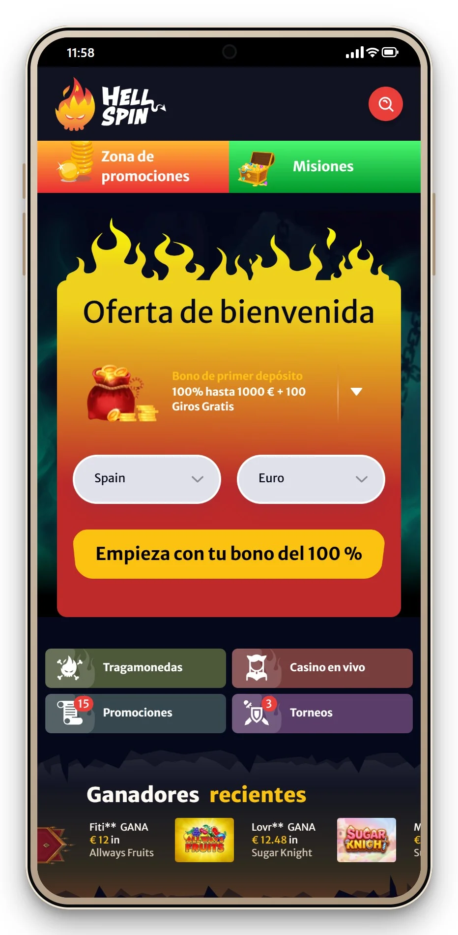 mejor casino online mga: lobby móvil de HellSpin