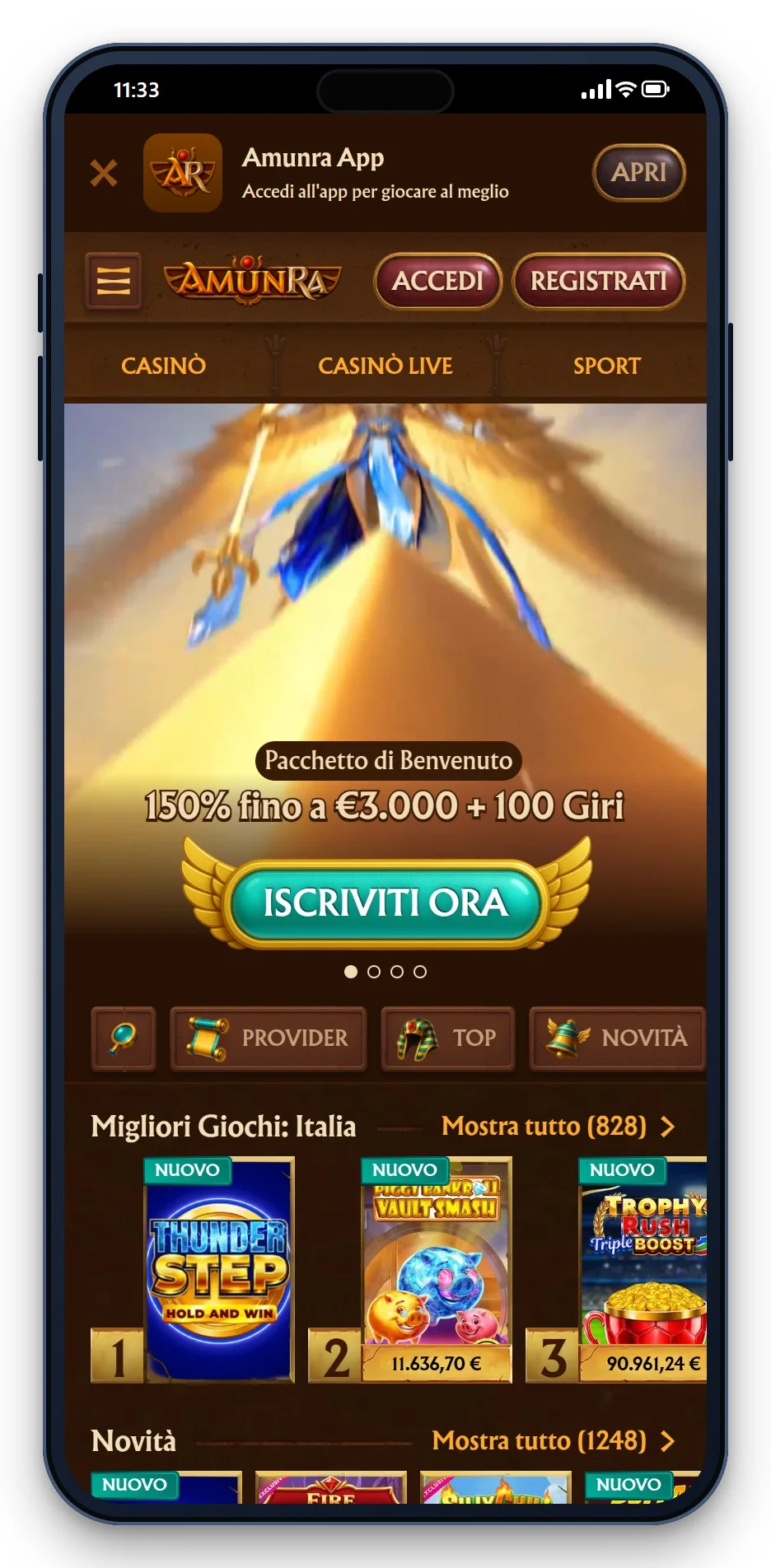 casino malta online: AmunRa da smartphone, lobby