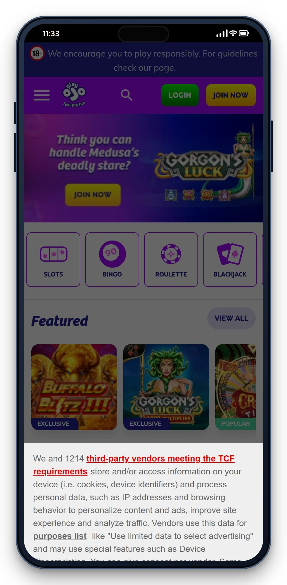 licenza mga casino: PlayOJO da smartphone, lobby