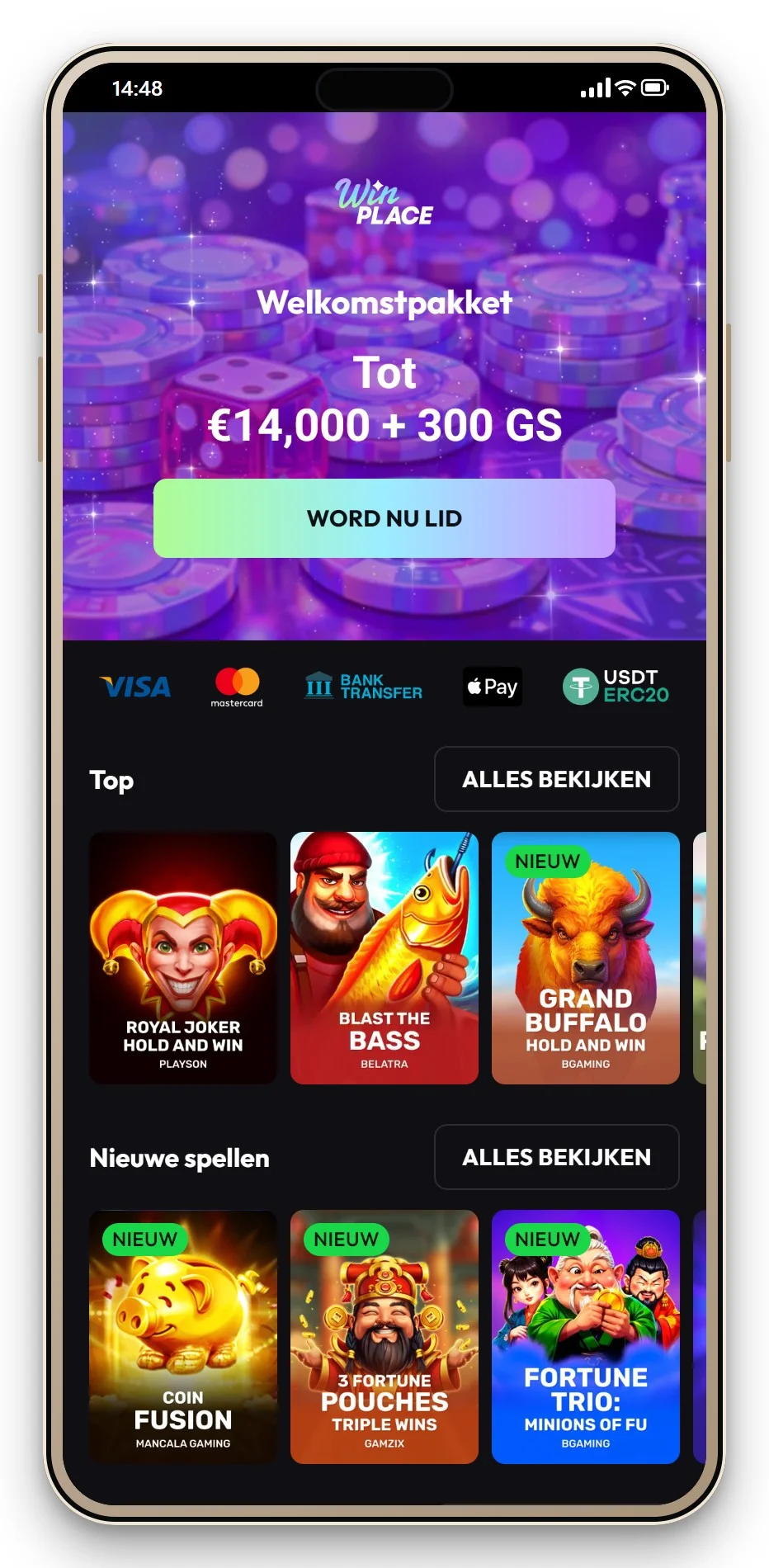 mga casino nederland: mobiele lobby van WinPlace