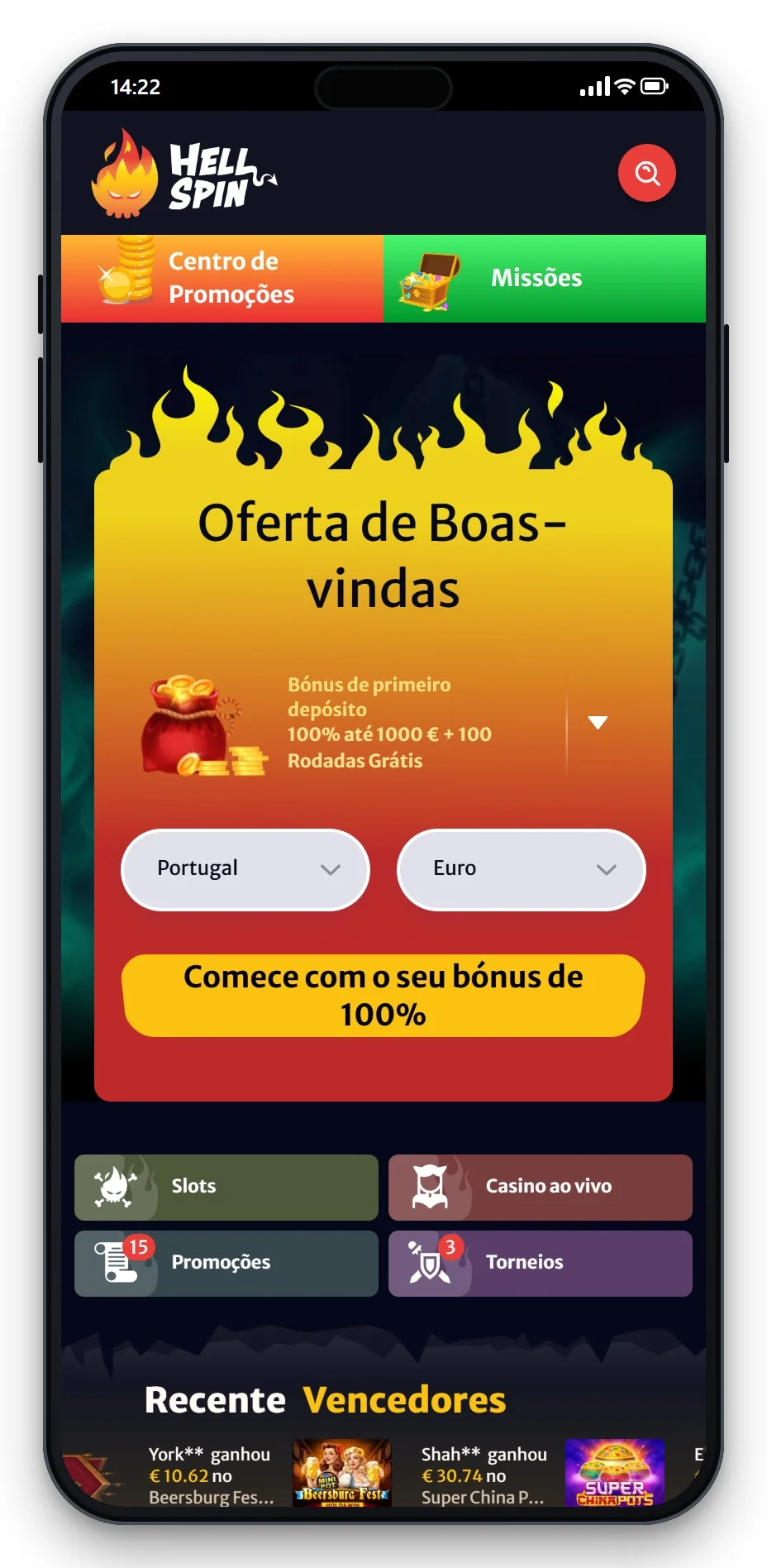 casino mga - HellSpin no telemóvel, o lobby