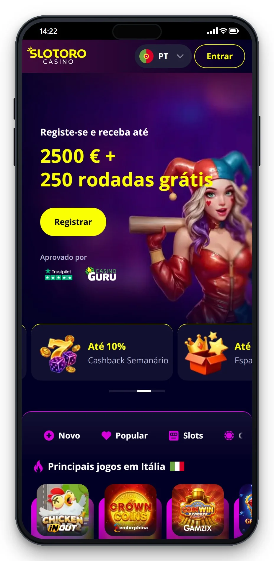 casino online malta: lobby móvel da Slotoro