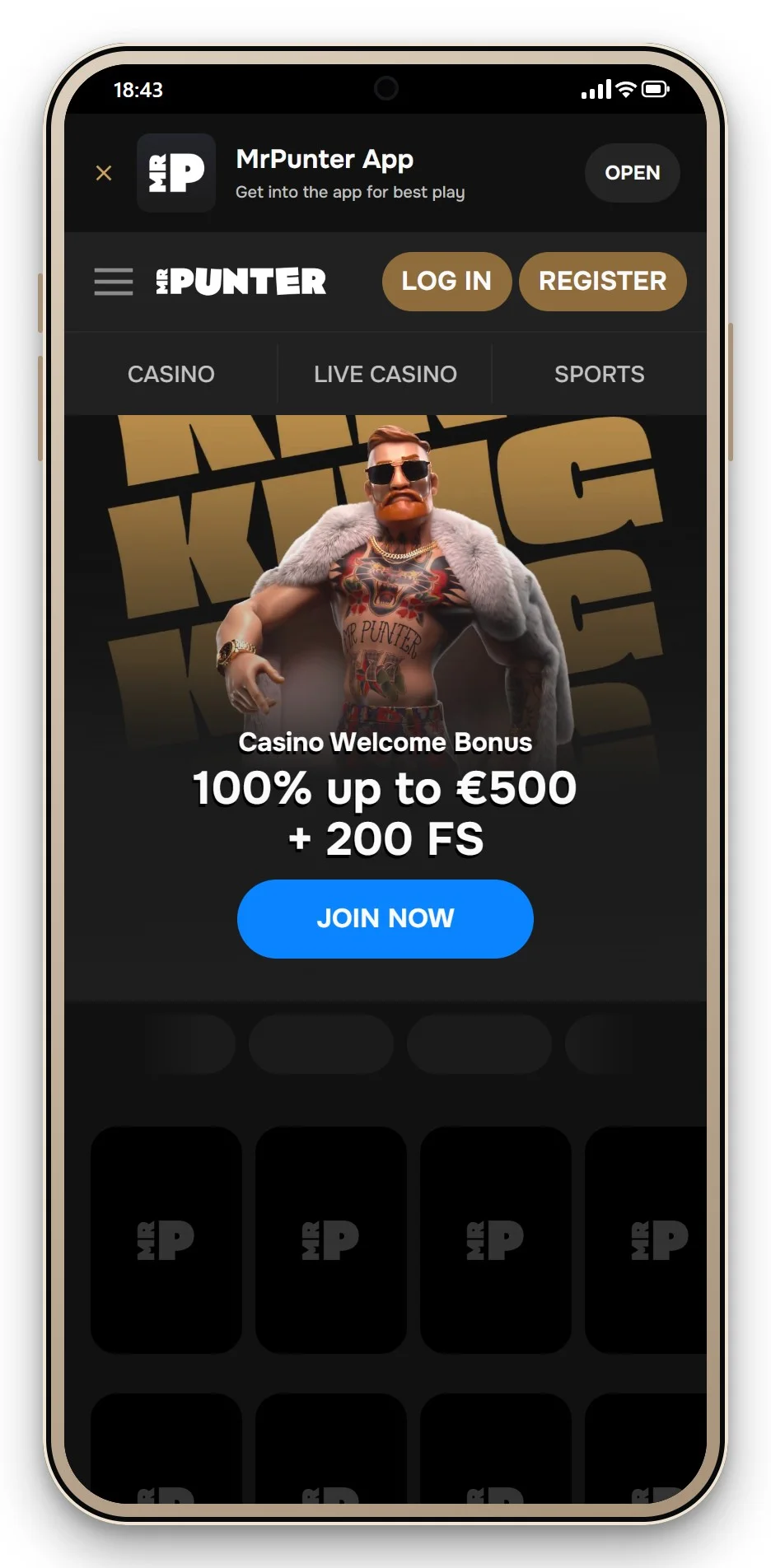 casino malta - MrPunter pe mobil, lobby-ul